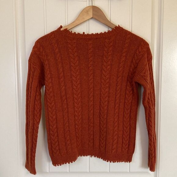 Elliott Lauren Womens Cable Knit Sweater Size XS Rust Wool Cashmere Blend - Picture 8 of 10